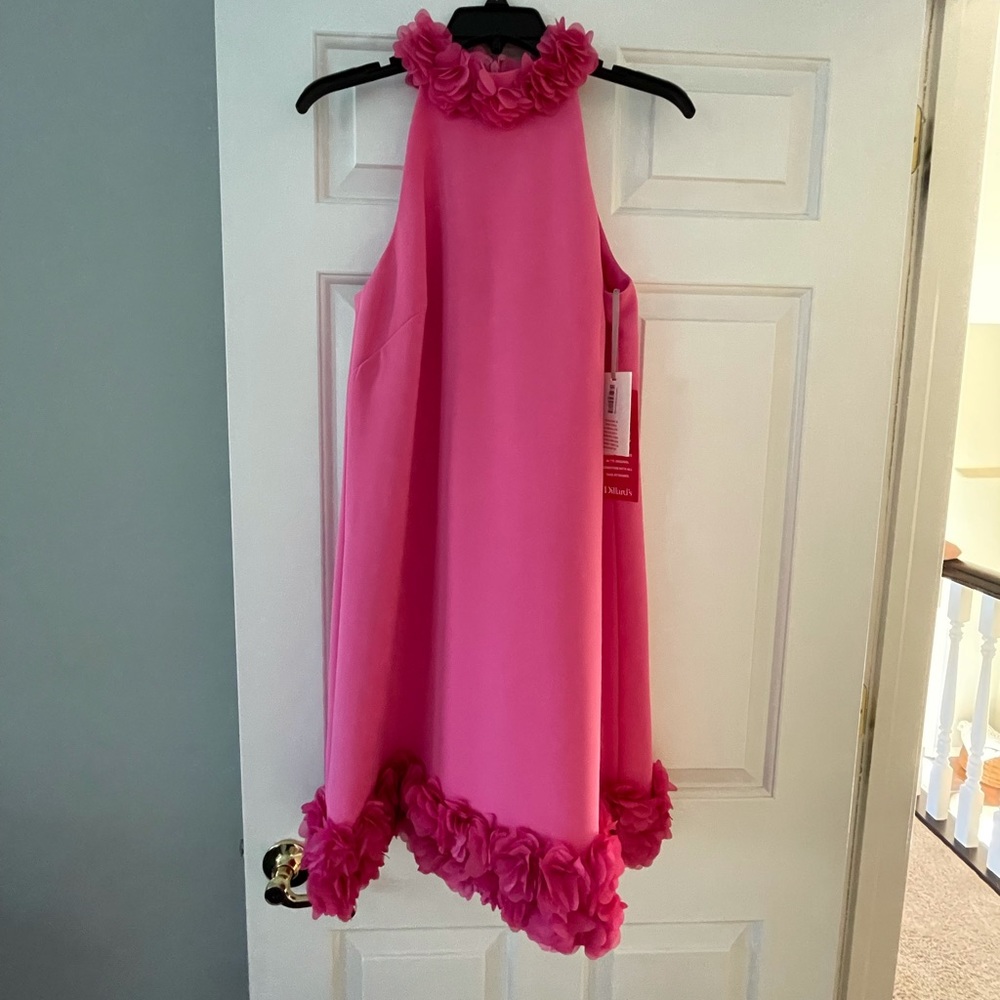 Hot Pink Alex Marie Floral Halter Dress